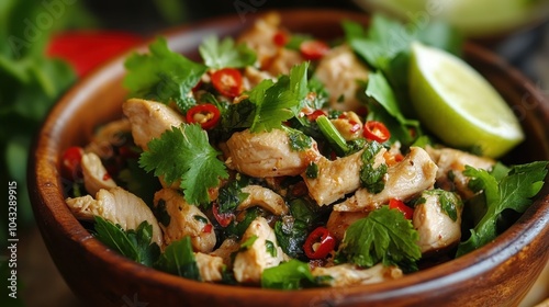 Spicy Chicken Salad with Fresh Herbs and Lime