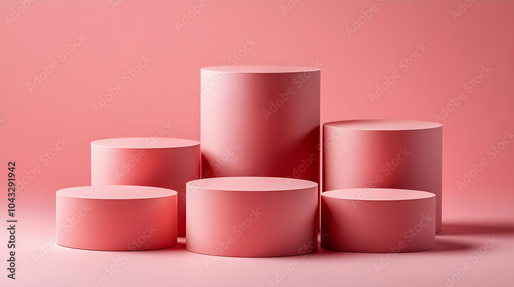 Pink Cylinders Abstract Background 3D Illustration Pink Cylinders Abstract Background 3D Illustration