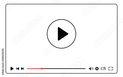 Multimedia video player template for online cinema, video live streaming, social media interface vector