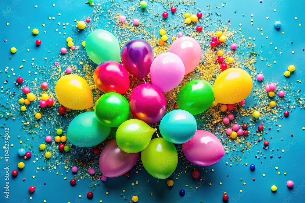 Φωτογραφία A kaleidoscope of balloons and confetti drifts through the sky, celebrating joy
