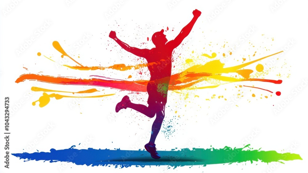 Runner Celebrates Victory at the Finish Line