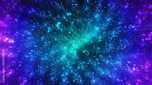 Blue Glitter Particles Background. Swirling Sparkling Particles. Looped video.