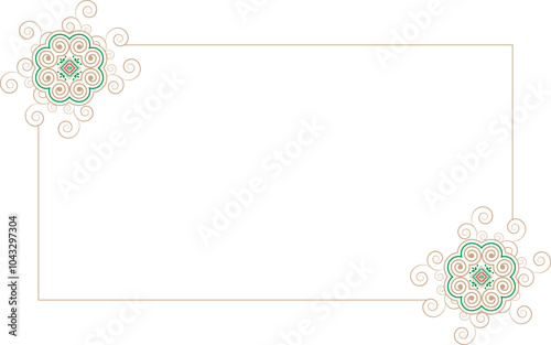 Illustration frame designed with flowers and vines, imitating the Hmong ethnic pattern.
