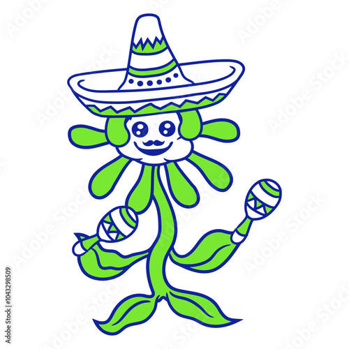 Mexican Culture Flower Dancing Hat Music Cartoon Comic Happy Small Pretty Leaf Beautiful Green Plant Blooming Nature Lover Flowers Gardening Gardeners Thumb Garden Hobby Blooms Blossoms Leisure Summer