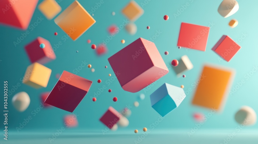 Abstract 3D Colorful Shapes Floating in the Air Abstract 3D Colorful Shapes Floating in the Air