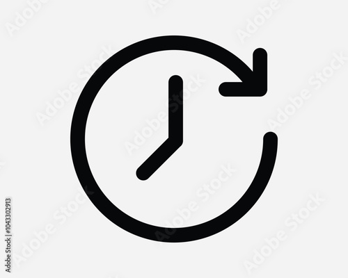 Time Repeat Timer Circle Circular Deadline Clock Stopwatch Arrow Round Around Refresh Again Cycle Recycle Sign Icon Shape Outline Black White Vector