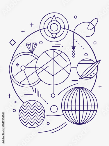 Abstract geometric cosmos design for futuristic posters or prints