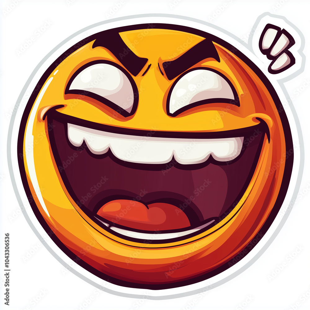 Obraz premium This image is a wicked laugh emoji or a mocking laugh emoji.