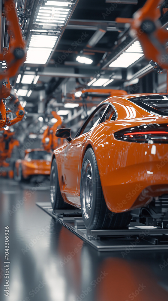 Car Factory, Automated Robot Arm Assembly Line Manufacturing High-Tech ...
