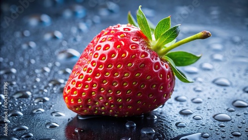 Ripe strawberry splash with water droplets