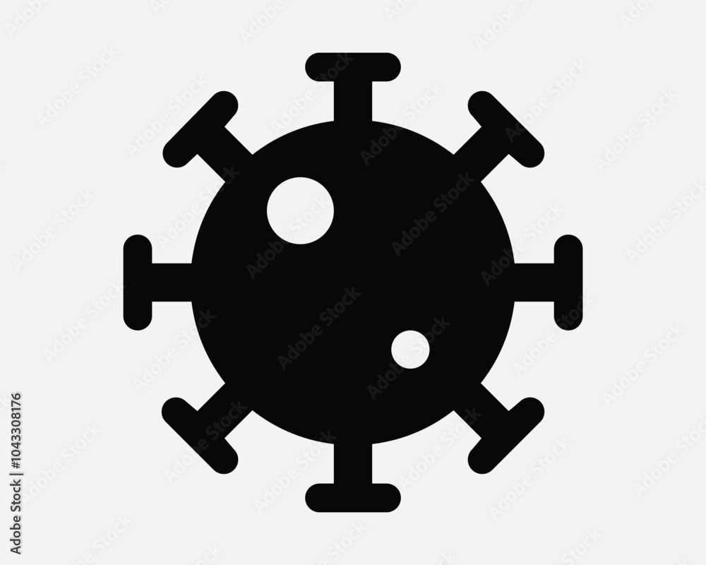 Fototapeta premium Virus Disease Biology Germs Pandemic Epidemic Flu Fever Illness Health Medical Infection Bacteria Cell Icon Sign SVG Shape Outline Black White Vector