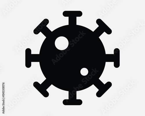 Virus Disease Biology Germs Pandemic Epidemic Flu Fever Illness Health Medical Infection Bacteria Cell Icon Sign SVG Shape Outline Black White Vector