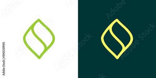 S leaf icon logo abstract vector business design outline isolated