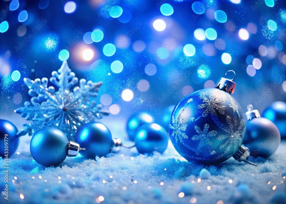 Enchanting Blue Christmas Background with Tilt-Shift Effect for Holiday Themes Enchanting Blue Christmas Background with Tilt-Shift Effect for Holiday Themes
