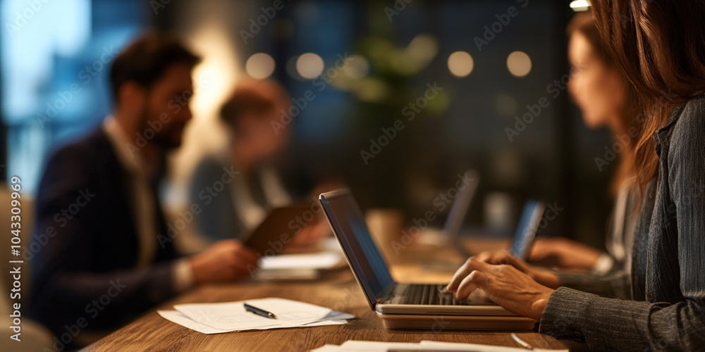 Business Meeting with Tablets and Laptops: Digital Transformation and Productivity in the Modern Office Business Meeting with Tablets and Laptops: Digital Transformation and Productivity in the Modern Office