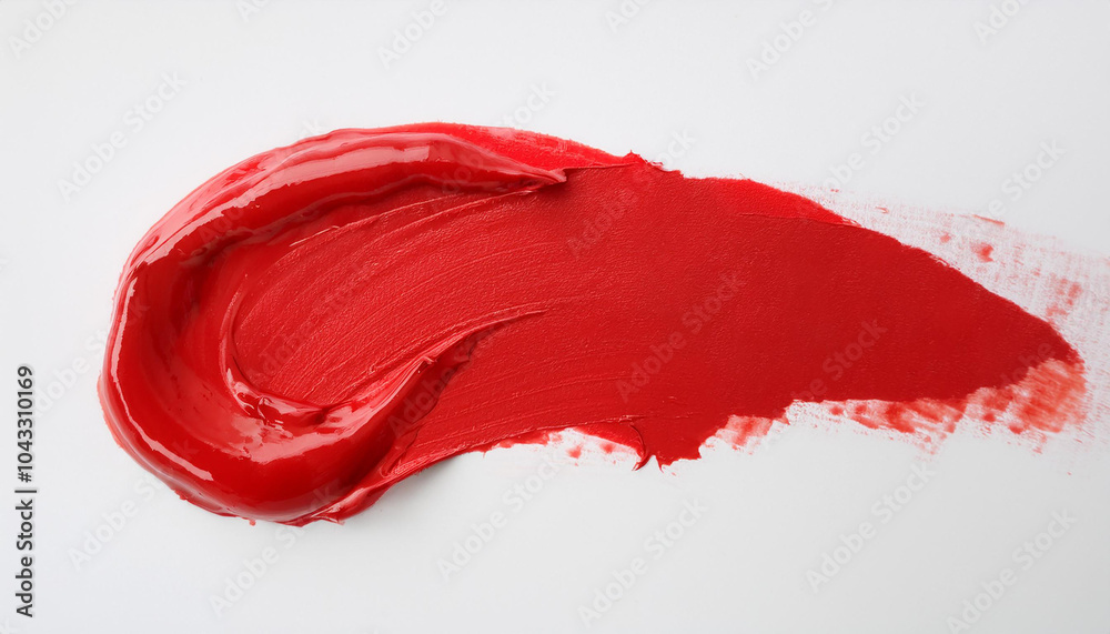 Red oil paint smudge on white background. Red oil paint smudge on white background.