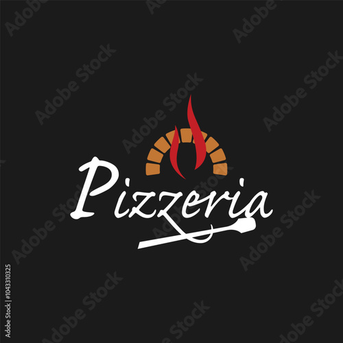 Retro vintage pizza or pizzeria logo template design with crossed shovels.Logo for business, restaurant, label and badge.