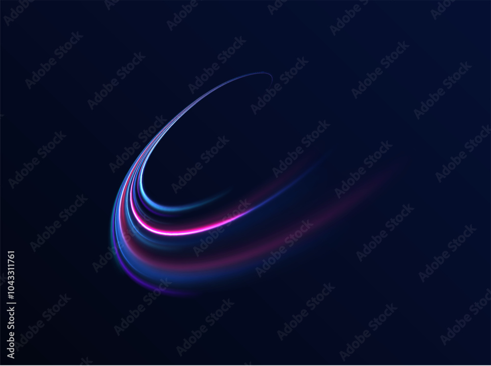 © ira11998877 - Lines in the shape of a comet against a dark background. Illustration of high speed concept. Motion light effect for banners. Fast speed car. Curved light trail stretched upward. © ira11998877 - Lines in the shape of a comet against a dark background. Illustration of high speed concept. Motion light effect for banners. Fast speed car. Curved light trail stretched upward.