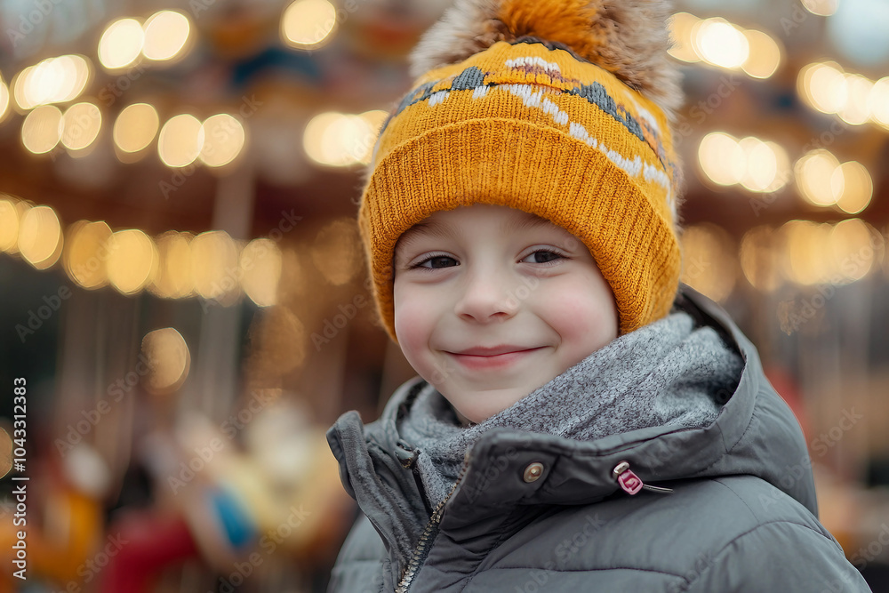 Generative AI image of joyful winter Christmas fair with snow falling festive lights, perfect for holiday and celebration themes Generative AI image of joyful winter Christmas fair with snow falling festive lights, perfect for holiday and celebration themes