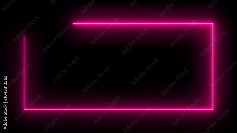 Neon rectangular frame with shining effects on dark background.. technology abstract background. Neon rectangular frame with shining effects on dark background.. technology abstract background.