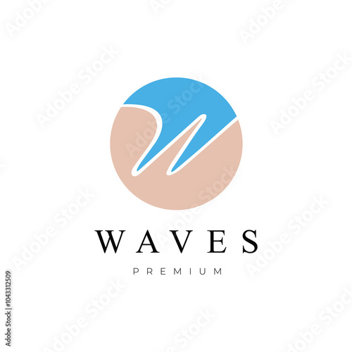 beach waves vacation logo design vector