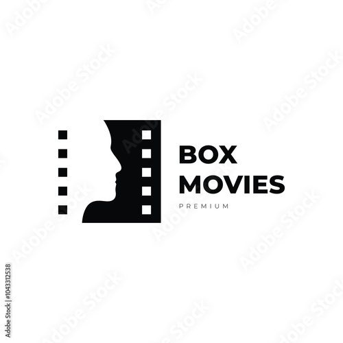  filmstrip box movies logo design flat vector