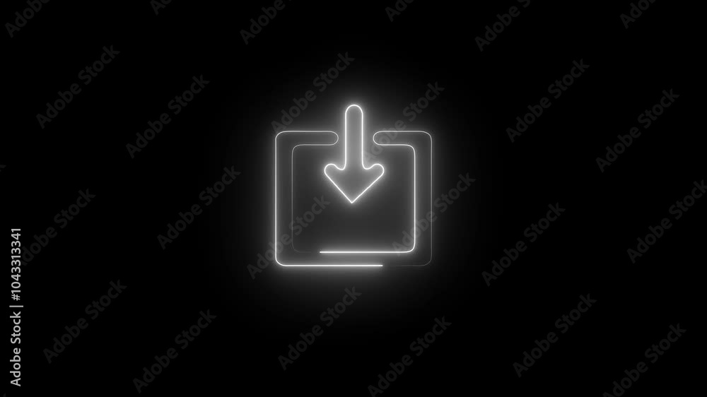 Glowing neon Cloud-upload-alt icon isolated. neon line glowing cyan color upload cloud icon animation on black background.