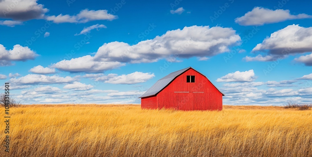 A vibrant red barn stands alone in a golden field under a bright blue sky filled with fluffy clouds during the dayA vibrant red barn stands alone in a golden field under a bright blue sky filled with A vibrant red barn stands alone in a golden field under a bright blue sky filled with fluffy clouds during the dayA vibrant red barn stands alone in a golden field under a bright blue sky filled with