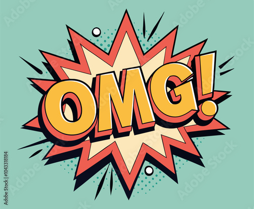 Vibrant comic style text explosion with "omg!" in pop art design for visual impact