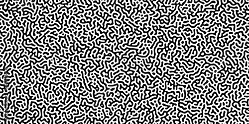 Organic seamless patterns with rounded lines Diffusion reaction background. Monochrome background of natural organic forms motion. Overlay template abstract Turing organic wallpaper background.