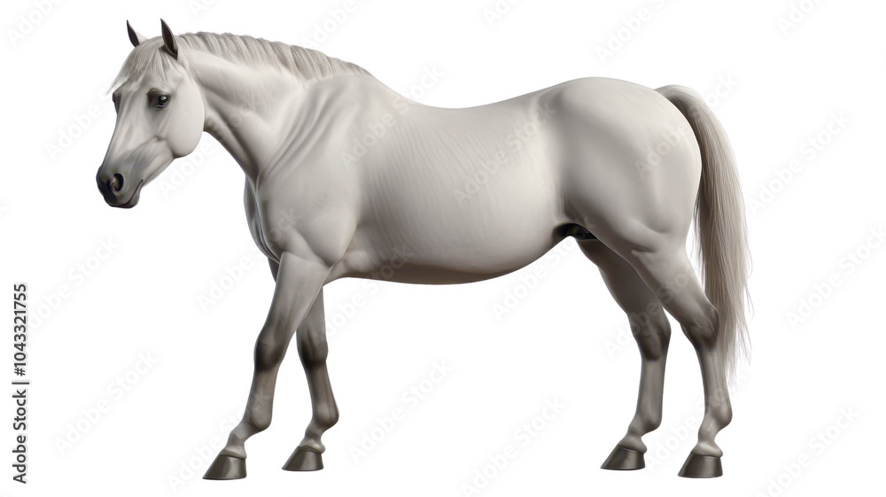 Fototapeta premium A beautiful white horse standing alone