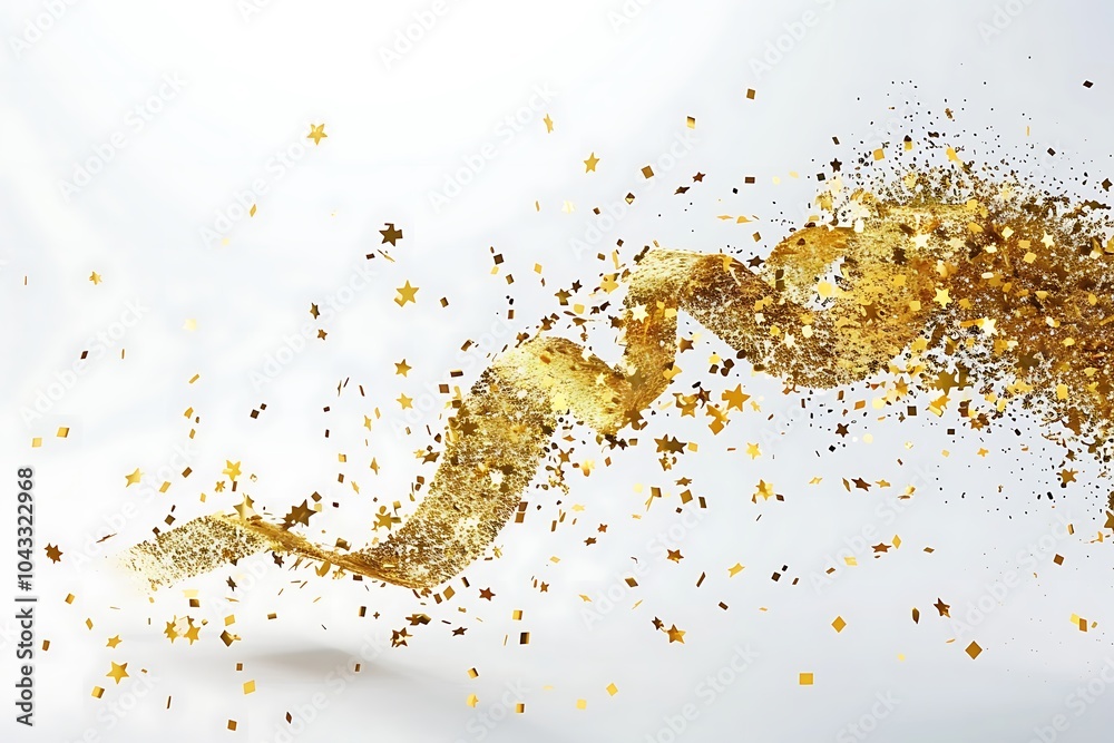 Golden Confetti Flying in a Serpentine Pattern Golden Confetti Flying in a Serpentine Pattern