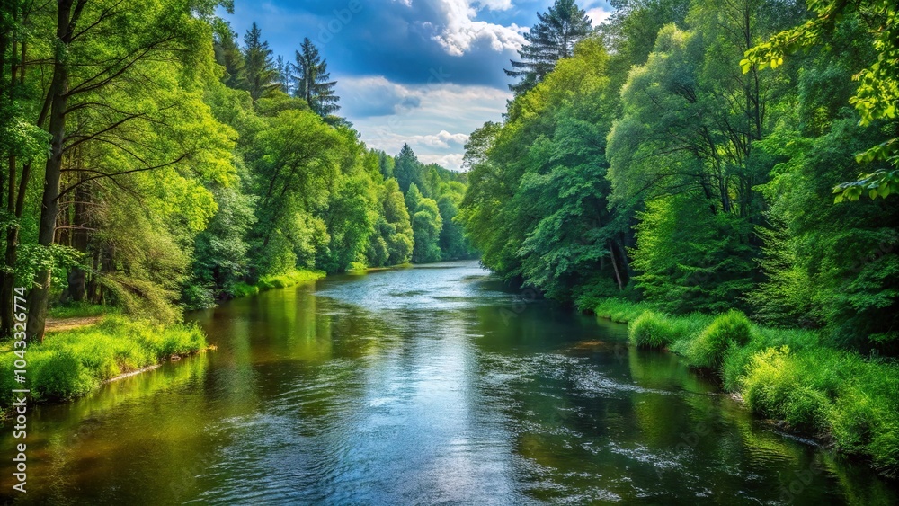 River winding through forest during summer River winding through forest during summer