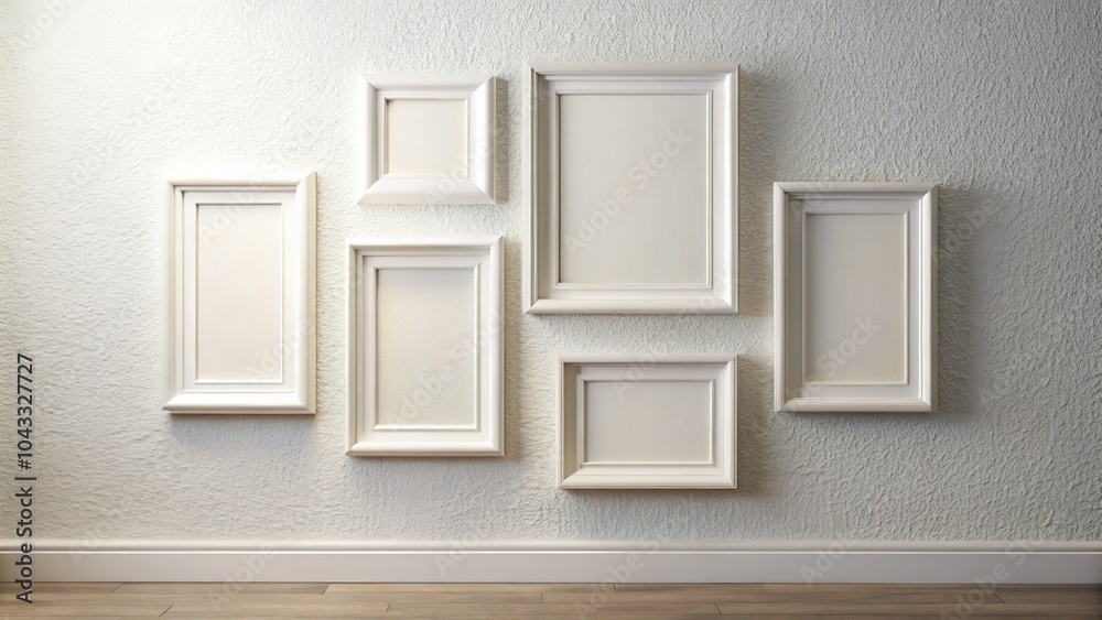 Blank picture frames on wall, perfect for displaying your artwork, photos, or text. Blank picture frames on wall, perfect for displaying your artwork, photos, or text.