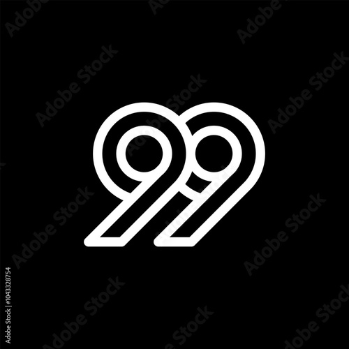 Number 99 anniversary logo vector line