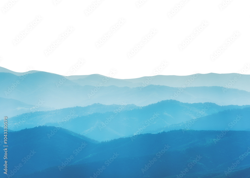Blue mountains blue hills landscape for nature background in PNG isolated on transparent background