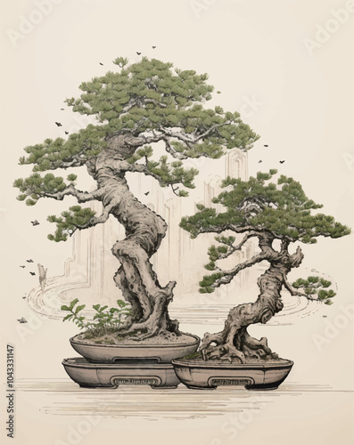 bonsai tree on white