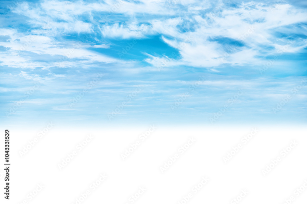 Blue sky and clouds background in PNG isolated on transparent background