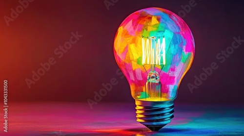 a colorful glowing idea bulb lamp