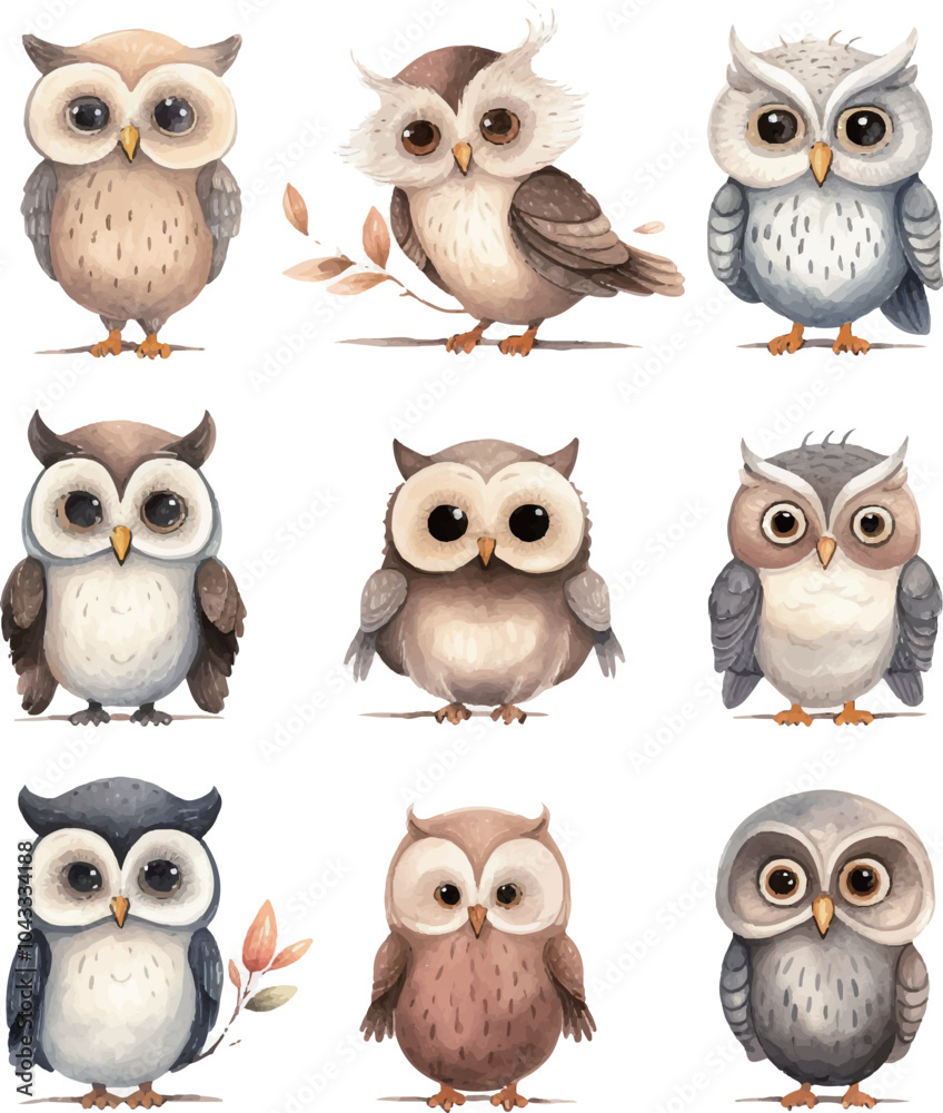 Fototapeta premium set of owls