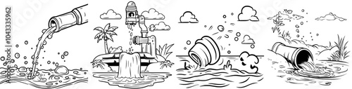 White background with waste water icon. Icon isolated from the background.