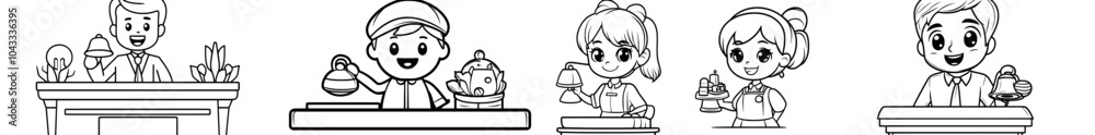 Sign for receptionist with black and white icon Sign for receptionist with black and white icon
