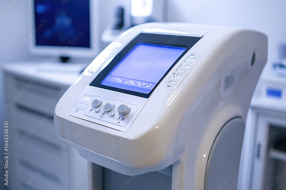 Modern medical equipment standing in empty hospital room Modern medical equipment standing in empty hospital room