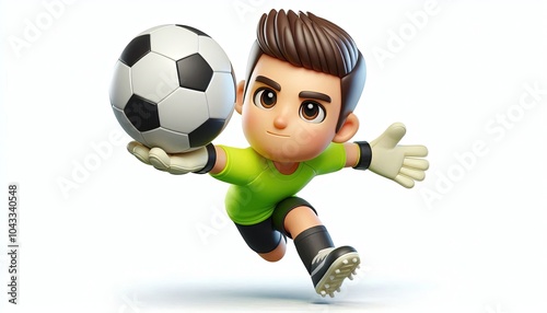 Cartoon Football Player with Soccer Ball.