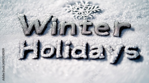 The words Winter Holidays written on snow. Winter abstraction. The background