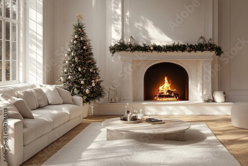 Elegant Festive Living Room Decor Christmas Tree and Seasonal Accents