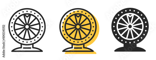 Wheel of Fortune. Icon set. Vector clipart isolated on white background.