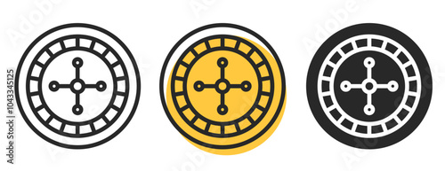 Roulette wheel. Icon set. Vector clipart isolated on white background.