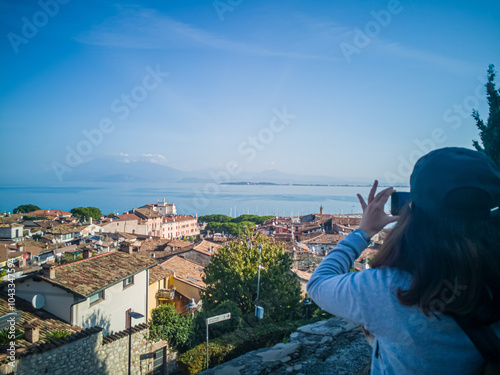 View of Lake Garda from Desenzano Castle, Brescia, Italy photo