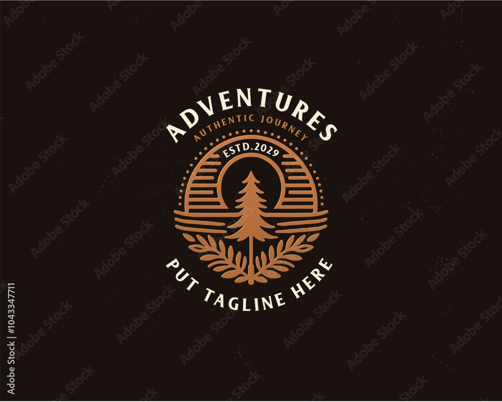 Fototapeta premium Set bundle badge mountain wild adventure outdoor logo template